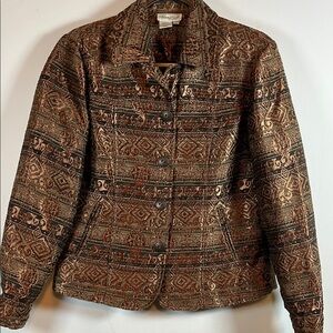 Coldwater Creek Jacquard Tapestry Blazer Vintage Aztec Southwest Style Jacket 8
